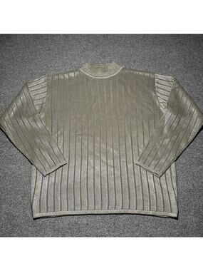 Vtg Syllables Sweater Mens XL Gold Mock Neck Pullover Long Sleeve Retro Disco